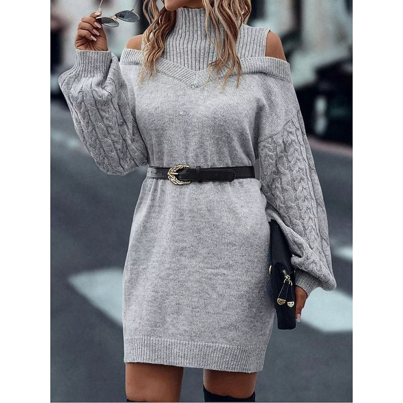 Winifred | Sukienka swetrowa z dekoltem typu cold-shoulder