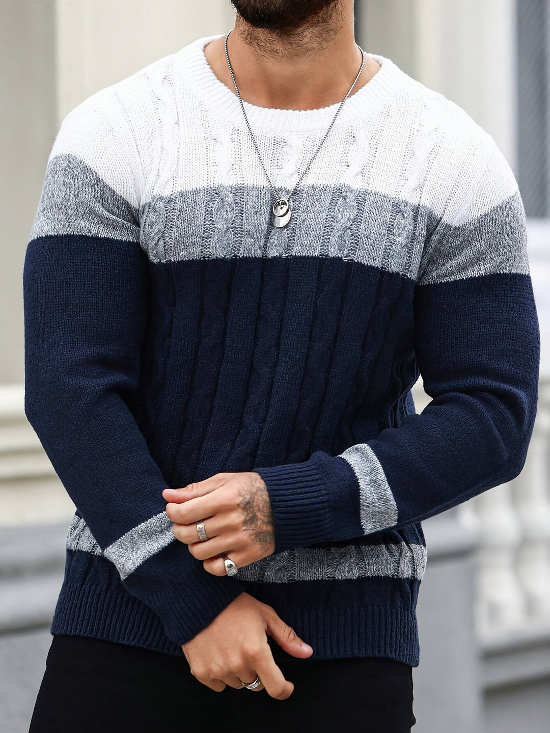 Ethan | Sweter z kolorowym blokiem