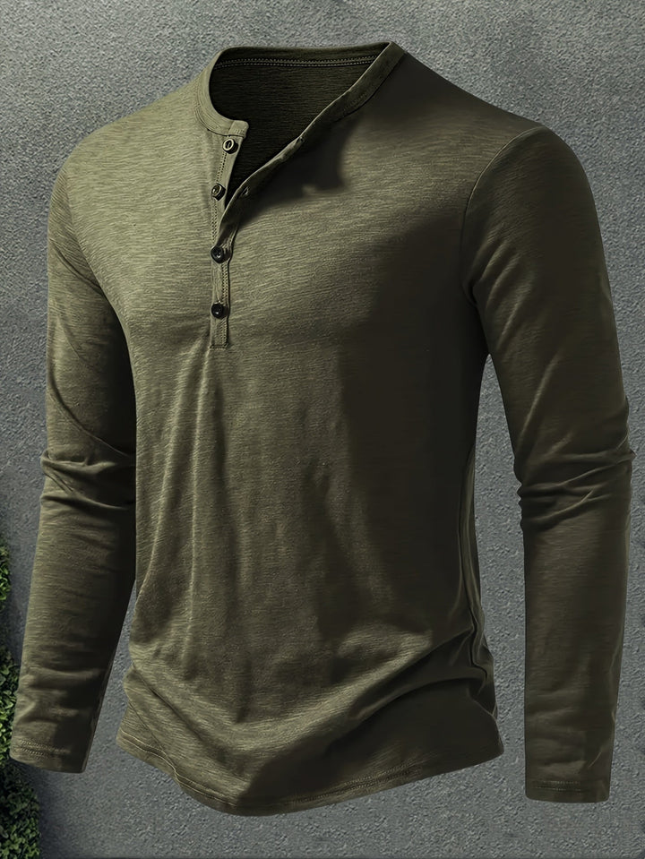 Dalton | Klasyczny Henley z Guzikowym Zapięciem