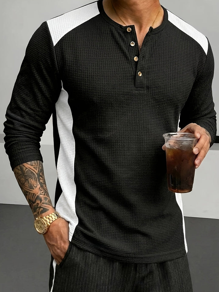 Curtis | Teksturowany Henley z Długim Rękawem