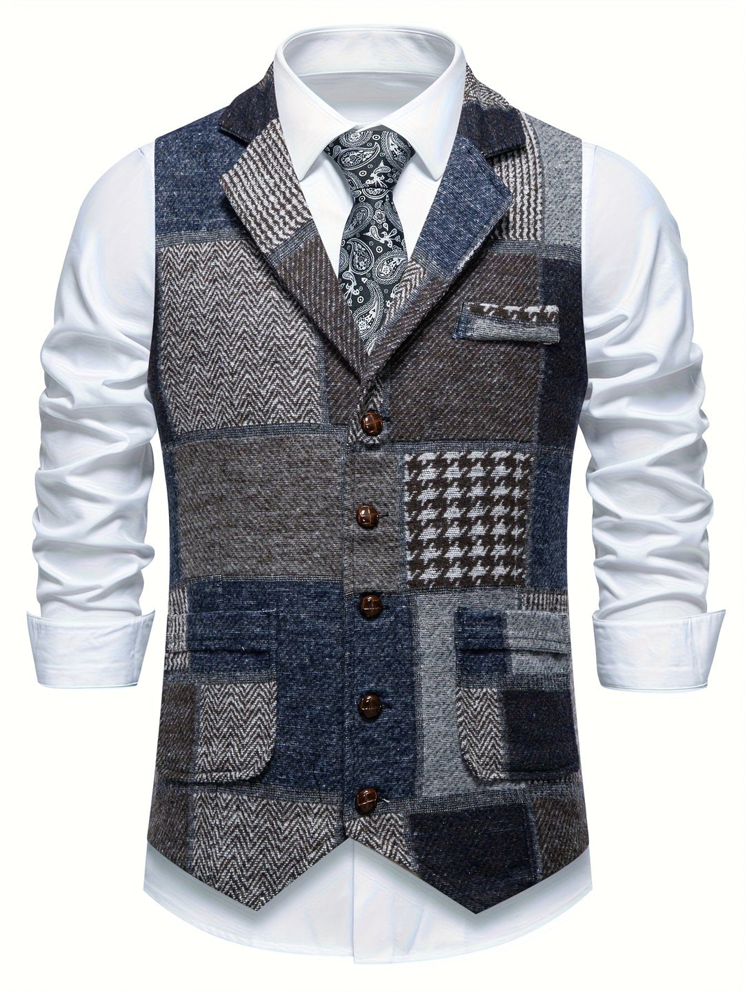 Trevor | Kamizelka Patchwork z Wzorem Węgierskim