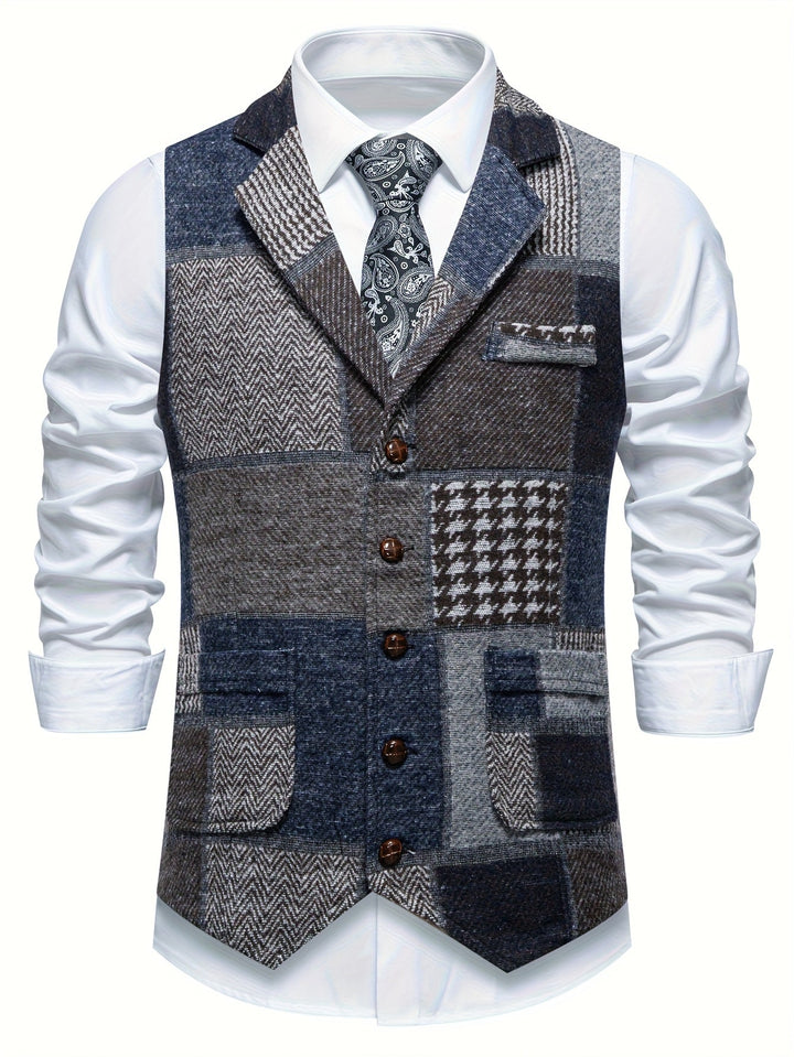 Trevor | Kamizelka Patchwork z Wzorem Węgierskim