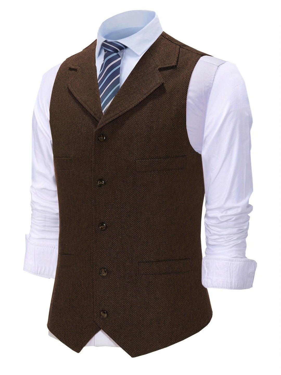 Byron | Elegancka Kamizelka w Wzór Rybi Ogon
