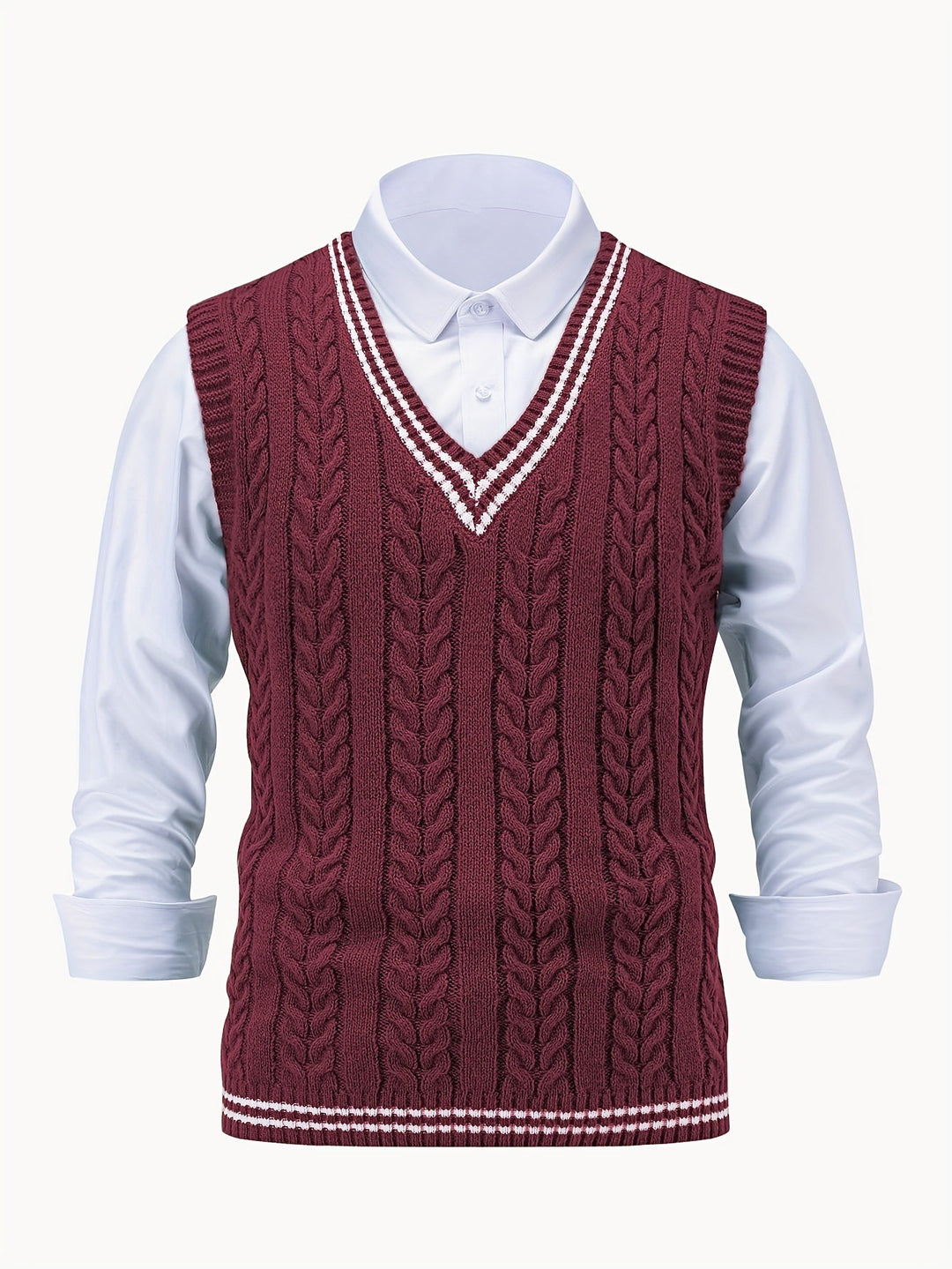 Gideon | Kamizelka Sweter V-Neck z Warkoczem