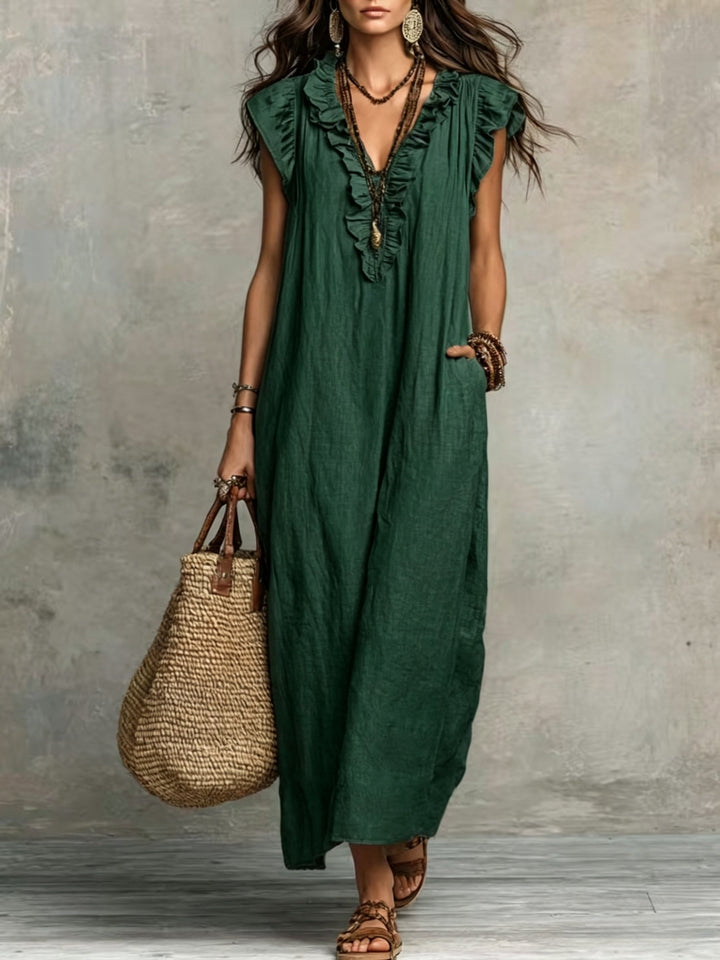 Marisol | Sukienka Maxi w Stylu Boho z Falbankami
