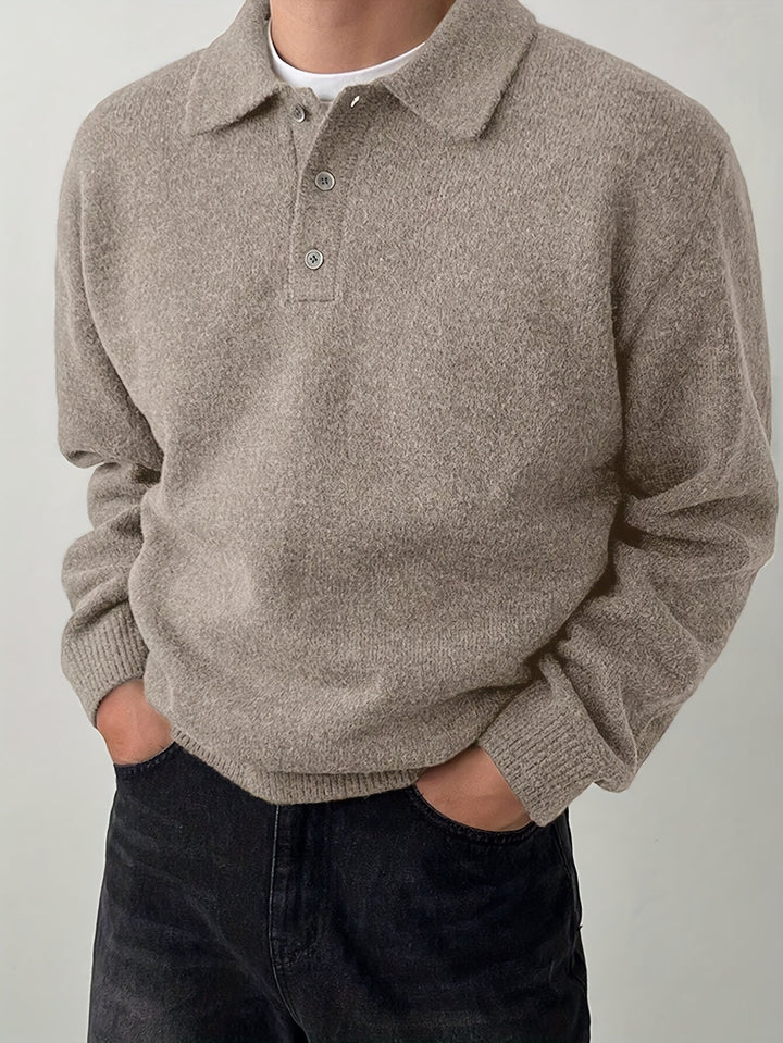 Landon | Elegancki Sweter z Kołnierzykiem Polo