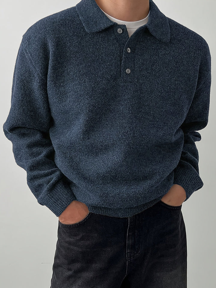 Landon | Elegancki Sweter z Kołnierzykiem Polo