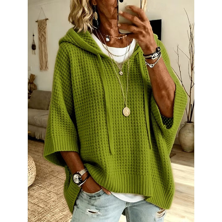 Carol | Luźna Bluza z Kapturem o Strukturze Wafla