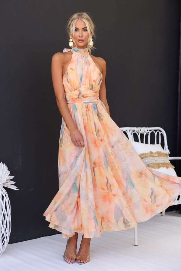 Alexandra | Elegancka Sukienka Bez Rękawów z Wysokim Dekoltem