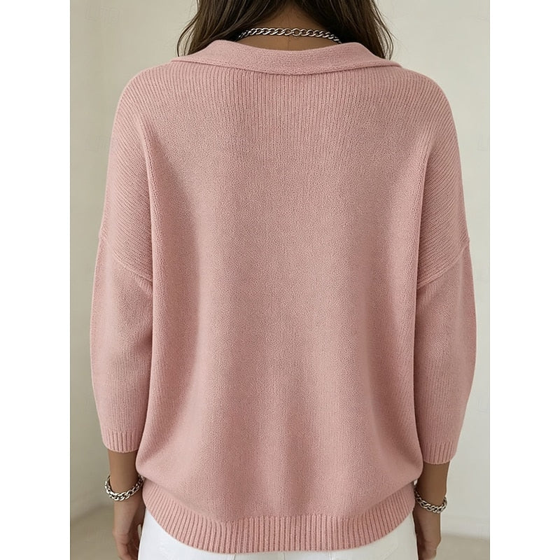 Heather | Elegancki Sweter z Dekoltem w Kształcie Czubka