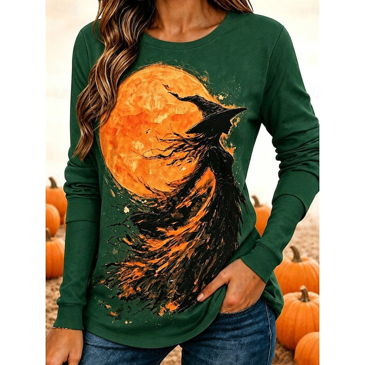 Fern | Koszulka z Długim Rękawem z Grafika Czarownicy na Halloween