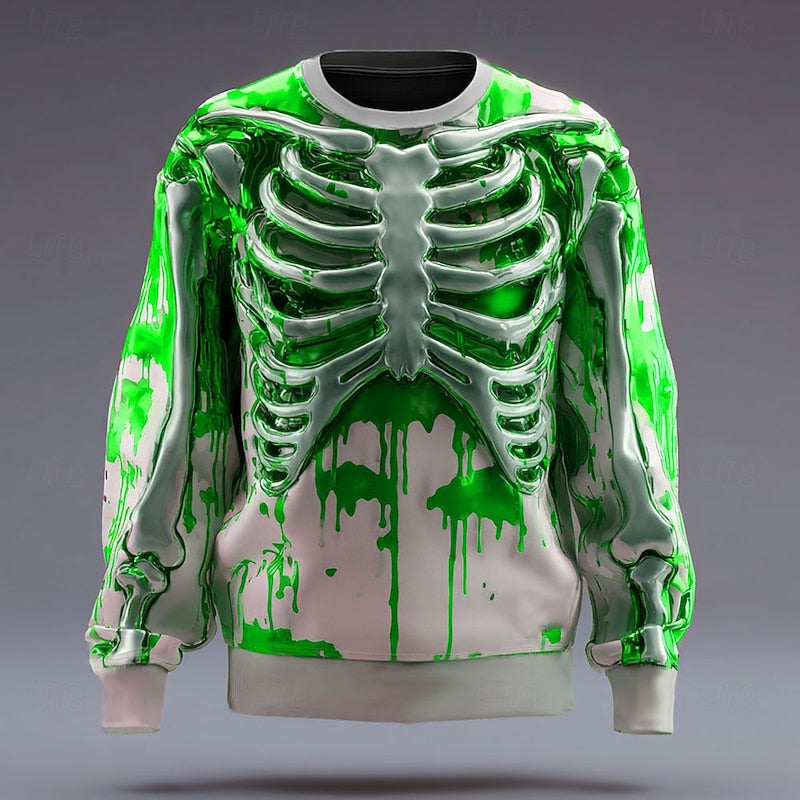Rory | Halloweenowy Sweter z Szkieletami z Okrągłym Dekoltem