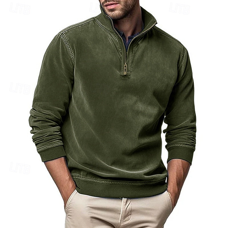 Caleb | Bluza z kołnierzem typu stand-collar na zamek błyskawiczny