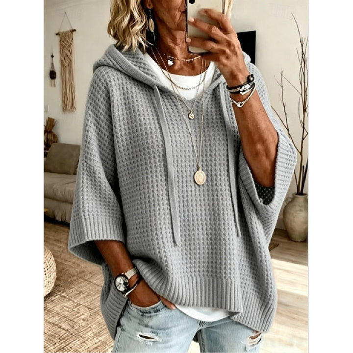 Carol | Luźna Bluza z Kapturem o Strukturze Wafla