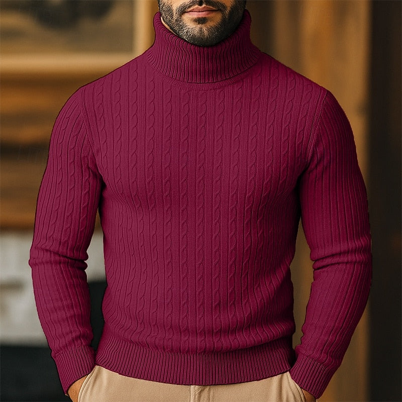 Rupert | Sweter z golfem w splot kablowy