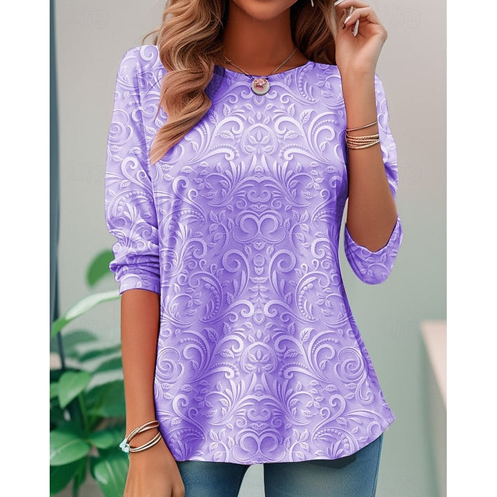 Noelle | Elegancka Kwiatowa Tunika z Długim Rękawem