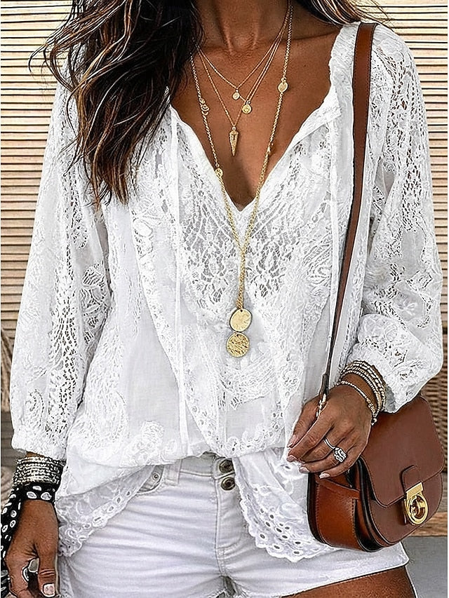 Estelle | Bluzka Boho z Koronkowymi Detalami