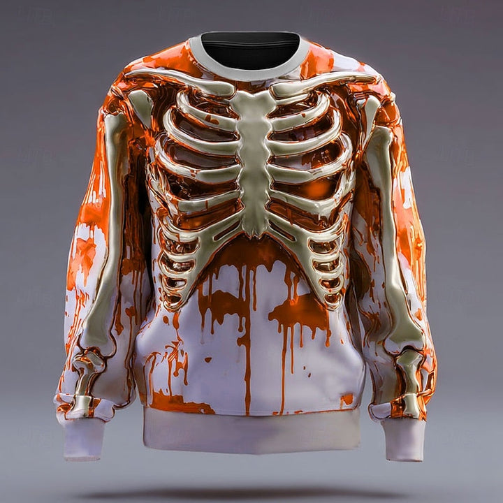 Rory | Halloweenowy Sweter z Szkieletami z Okrągłym Dekoltem