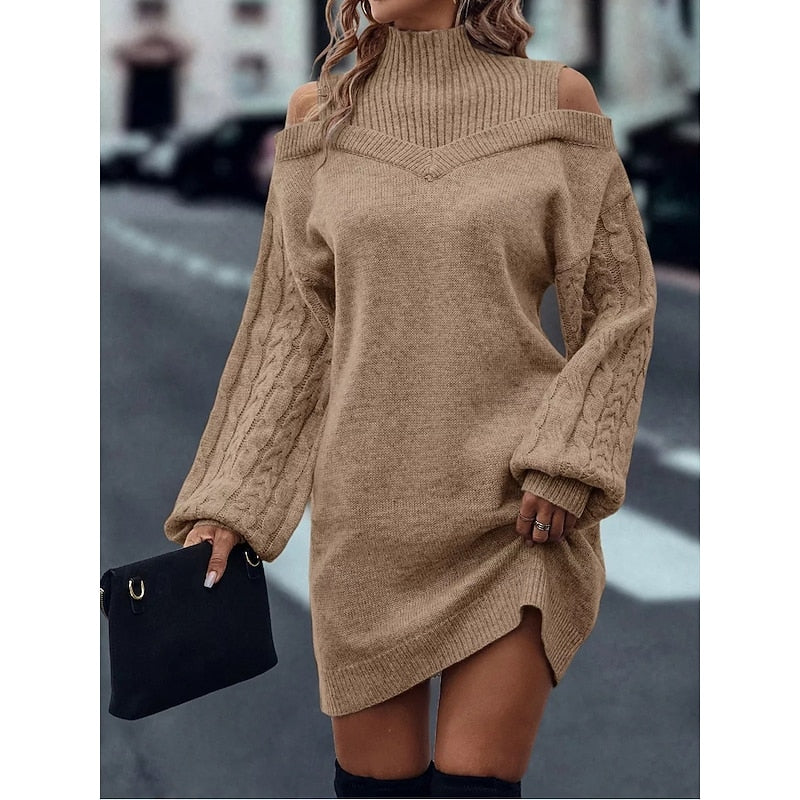 Winifred | Sukienka swetrowa z dekoltem typu cold-shoulder