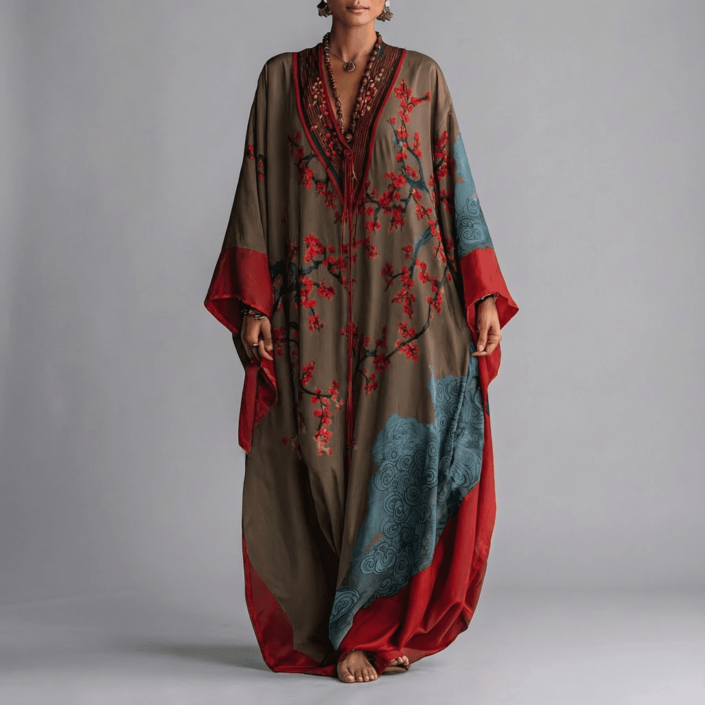 Valerie | Sukienka Maxi z Rękawami Batwing