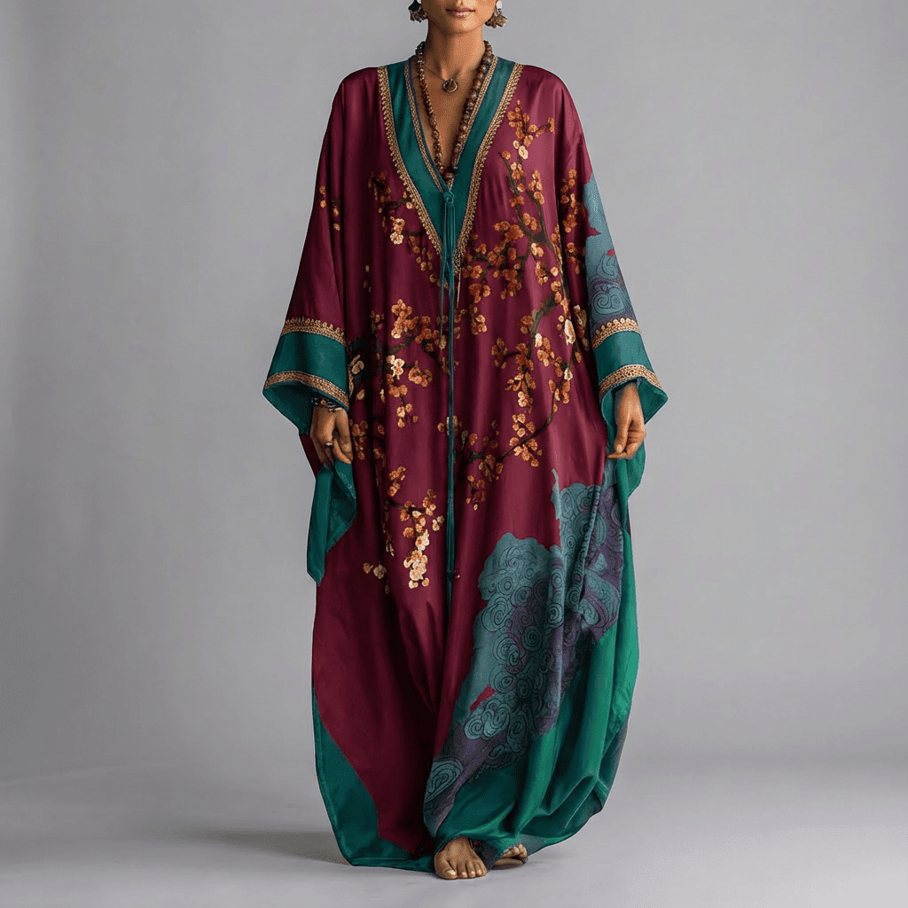 Valerie | Sukienka Maxi z Rękawami Batwing
