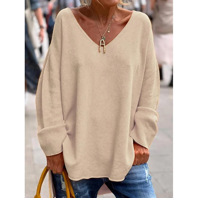 Wierzba | Luźny Pulower z Dekoltem w Serek