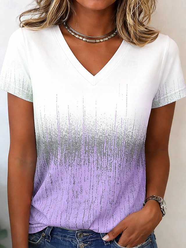 Gabrielle | T-shirt Ombre z dekoltem w serek