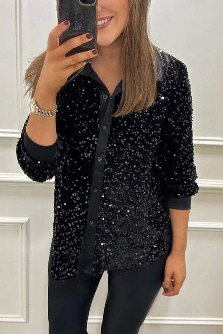 Claudine | Elegancka koszula z błyszczącym kołnierzykiem