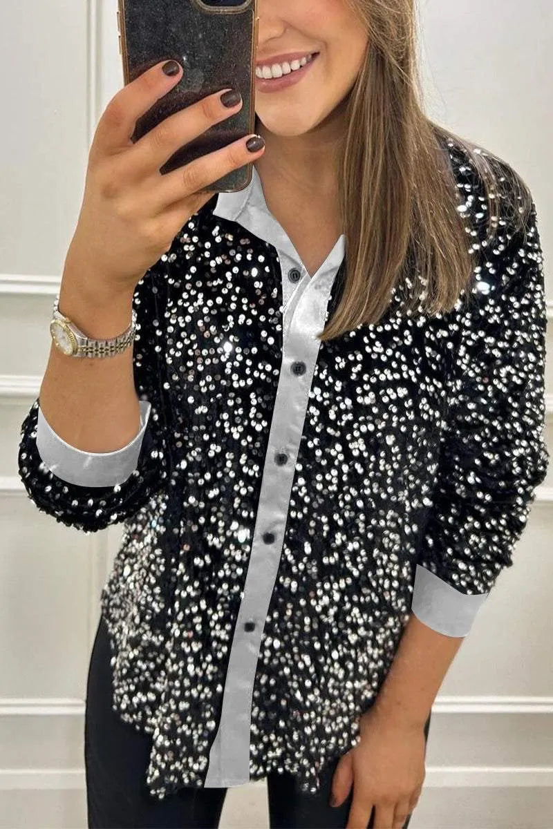 Claudine | Elegancka koszula z błyszczącym kołnierzykiem
