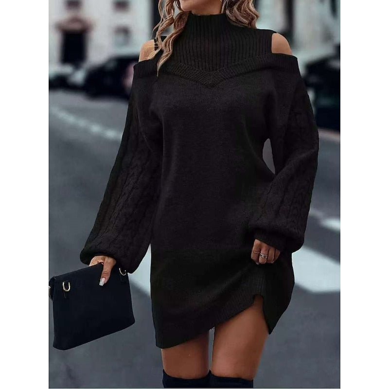 Winifred | Sukienka swetrowa z dekoltem typu cold-shoulder