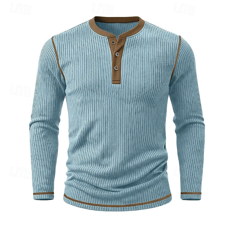Jared | Koszulka Henley z Żebrowanym Wzorem