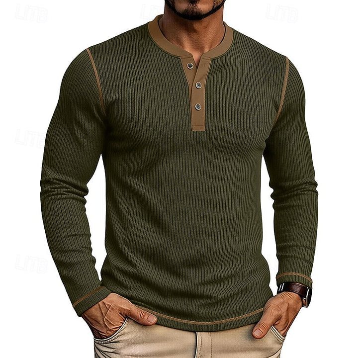 Jared | Koszulka Henley z Żebrowanym Wzorem