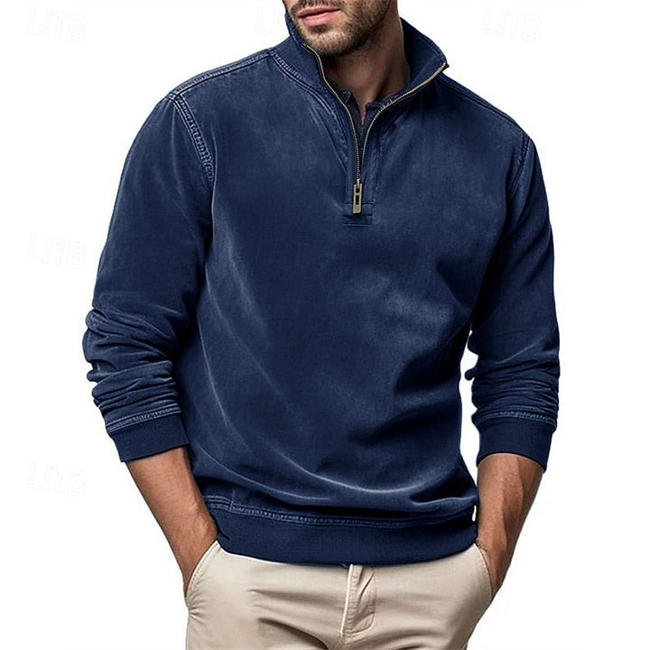 Caleb | Bluza z kołnierzem typu stand-collar na zamek błyskawiczny