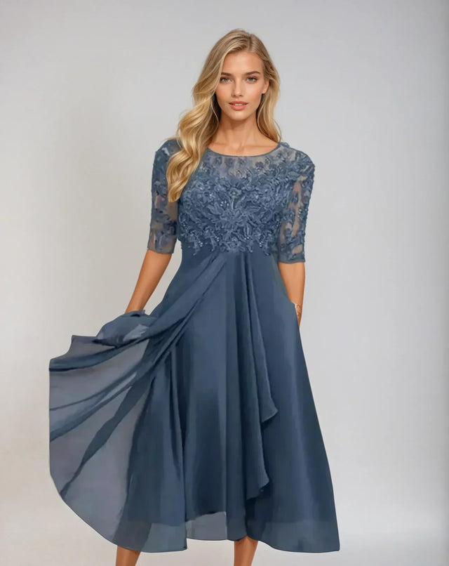 Adelaide | Elegancka Sukienka Midi z Koronką