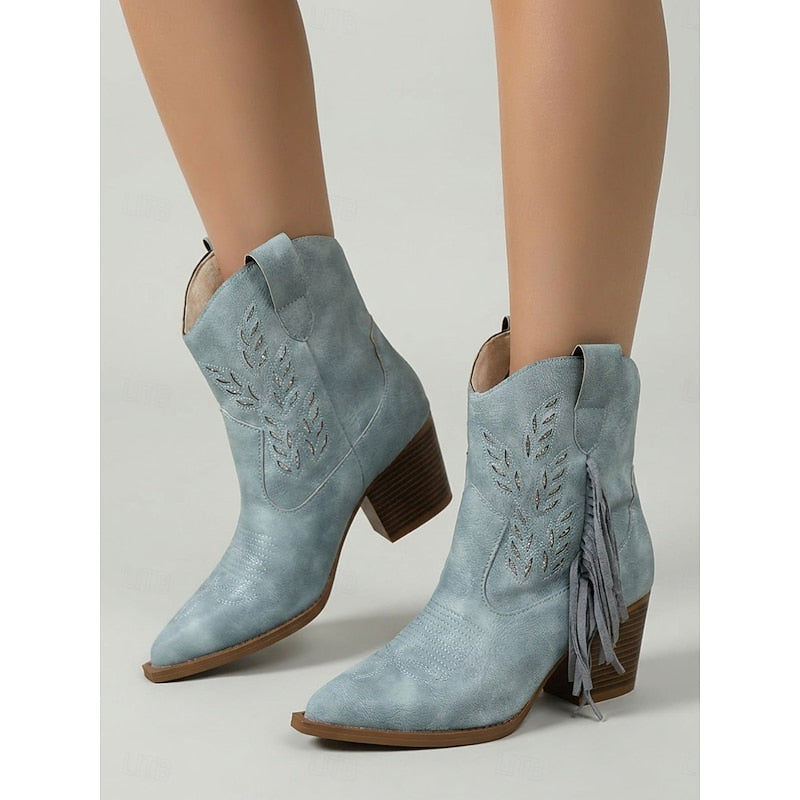Corinne | Zamszowe Botki w Stylu Western