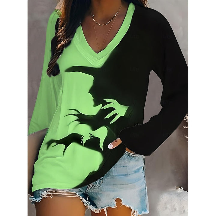 Odessa | Halloween Grafika Top z Dekoltem w Serek