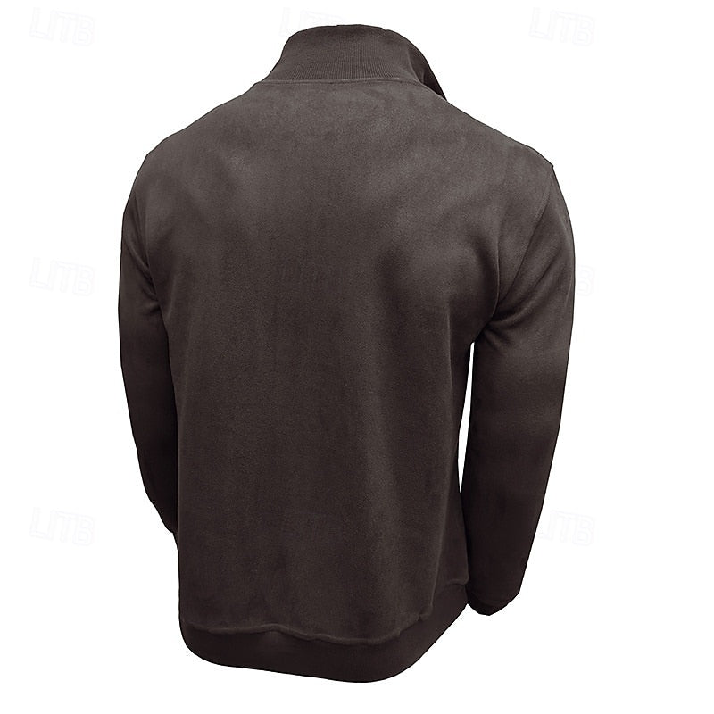 Caleb | Bluza z kołnierzem typu stand-collar na zamek błyskawiczny