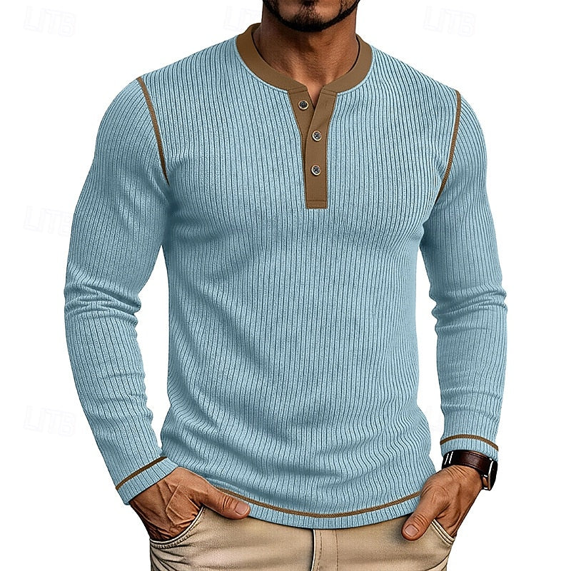 Jared | Koszulka Henley z Żebrowanym Wzorem