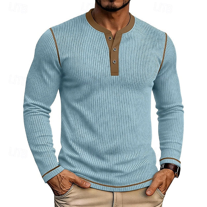 Jared | Koszulka Henley z Żebrowanym Wzorem
