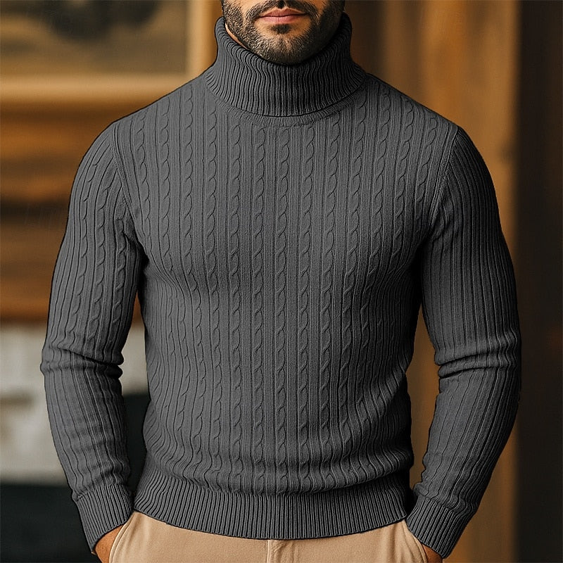 Rupert | Sweter z golfem w splot kablowy