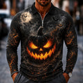 Bram | Halloween Zip Long-Sleeve Polo Shirt
