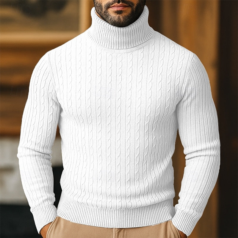 Rupert | Sweter z golfem w splot kablowy