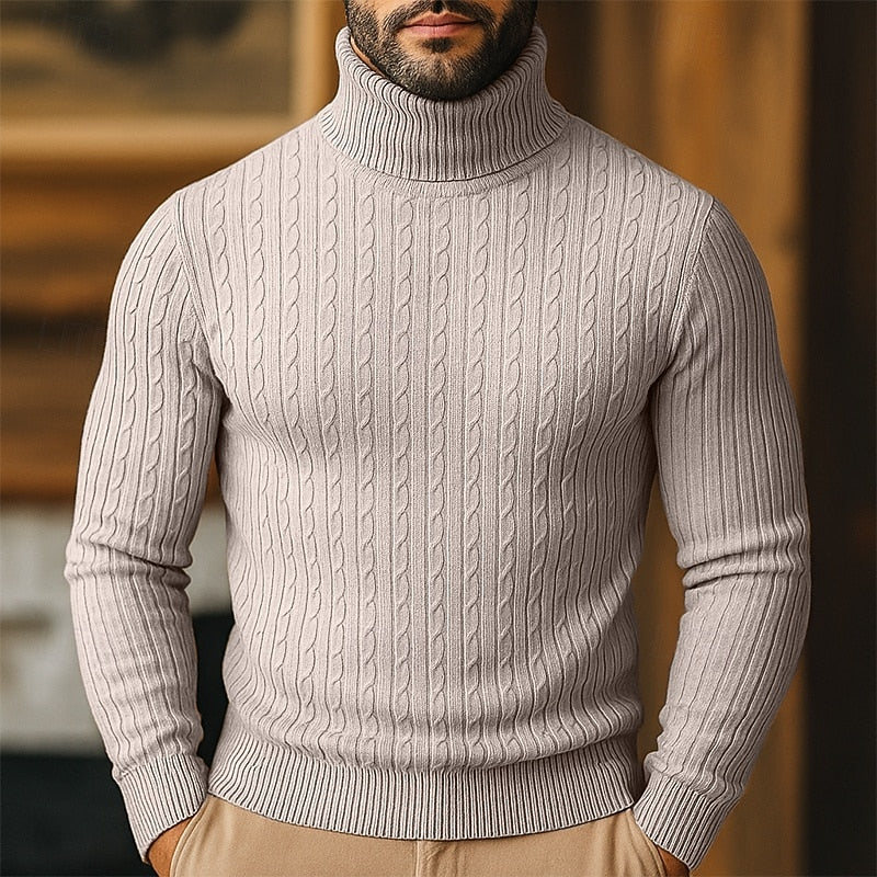 Rupert | Sweter z golfem w splot kablowy