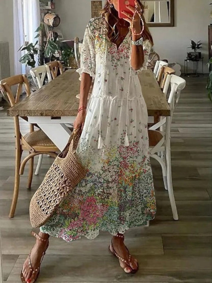 Avery | Letnia Sukienka Boho z Dekoltem w Serek