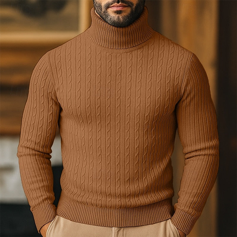 Rupert | Sweter z golfem w splot kablowy