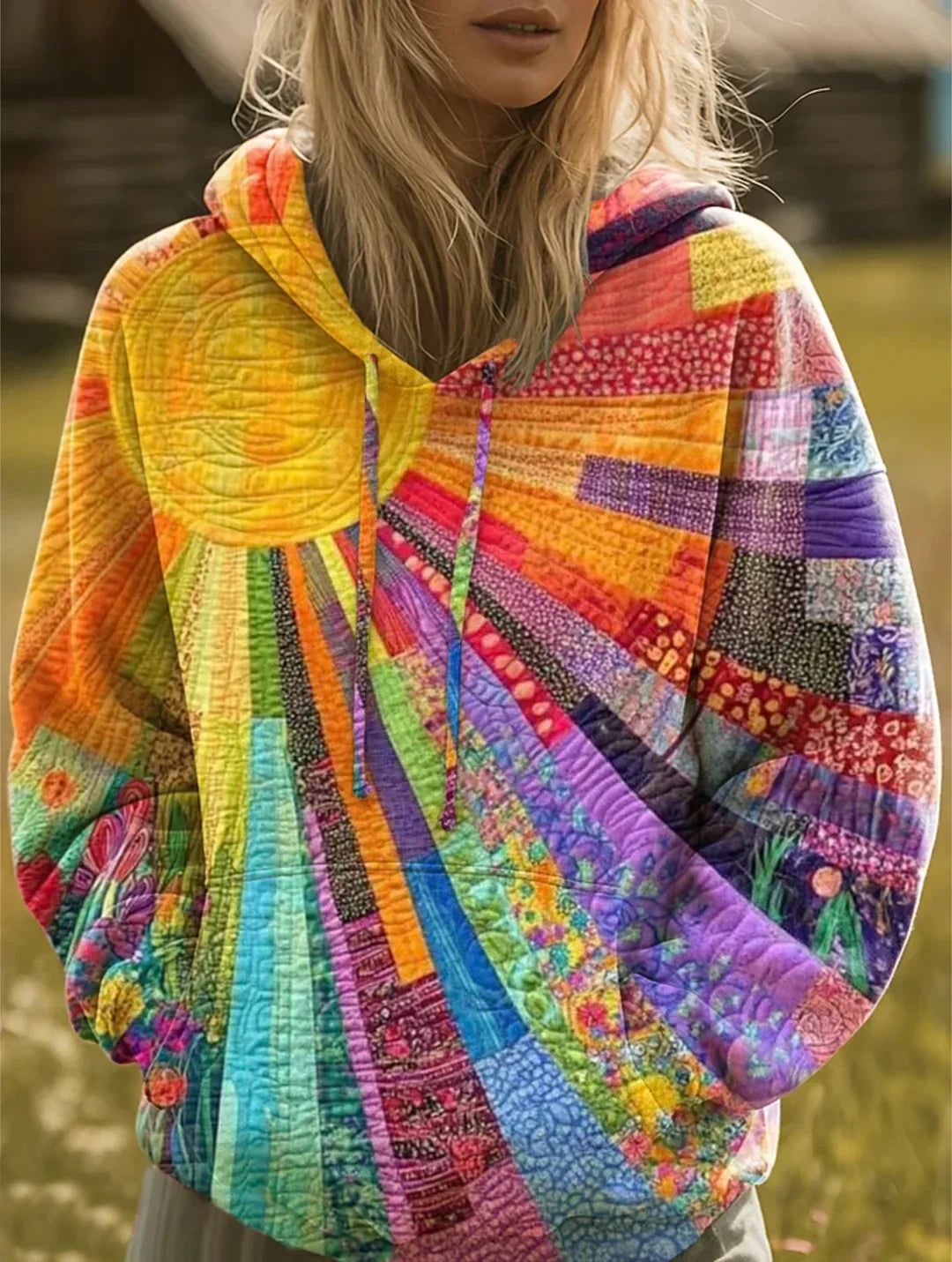 Madison | Żywy boho hoodie w patchwork
