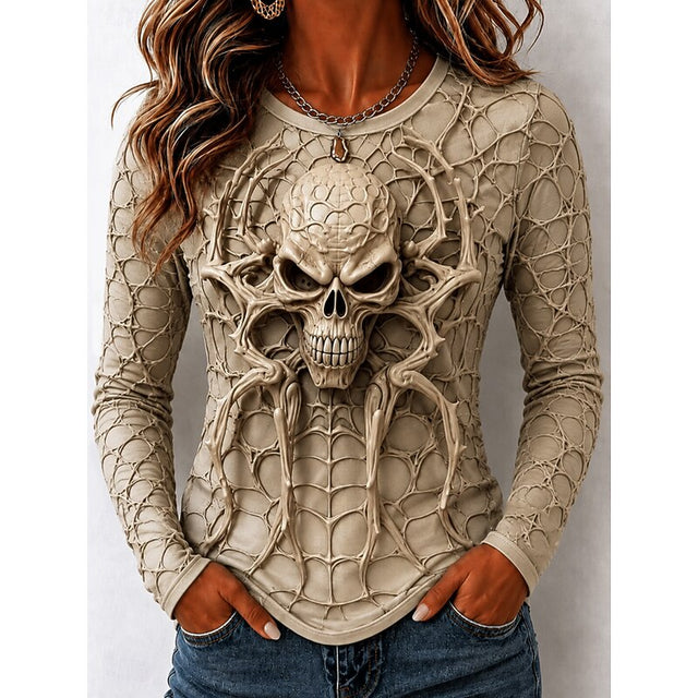Selene | Koszulka z Długim Rękawem z Czaszką na Halloween