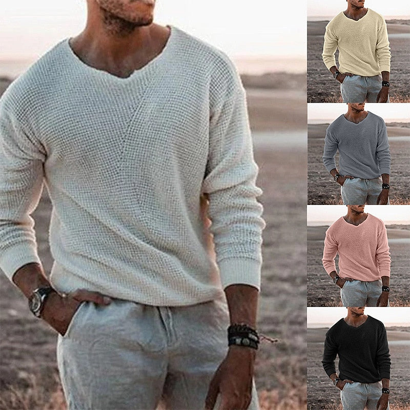 Sullivan | Sweter z teksturowanym dekoltem w serek