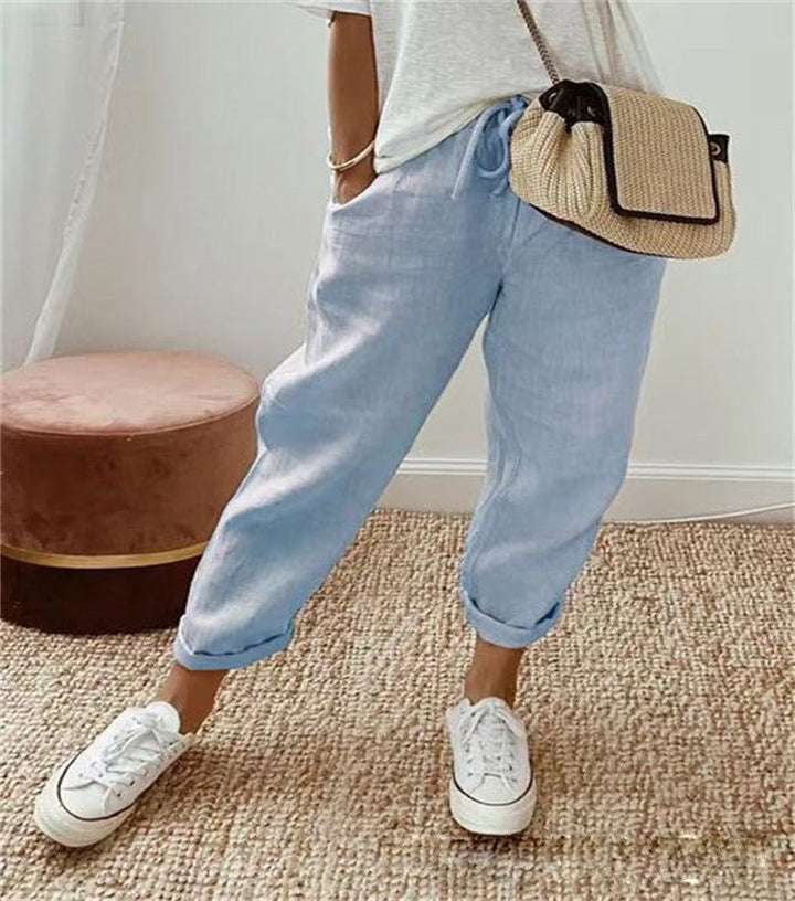Leonora | Codzienne Spodnie z Koronką w Stylu Casual