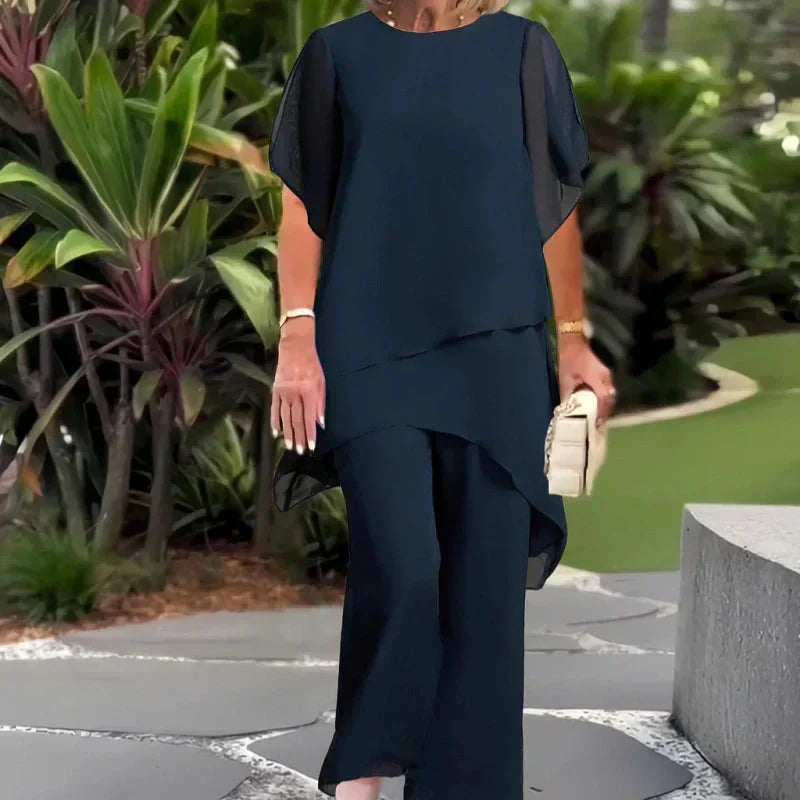 Valeria | Elegancki zestaw spodni palazzo z drapowaniem